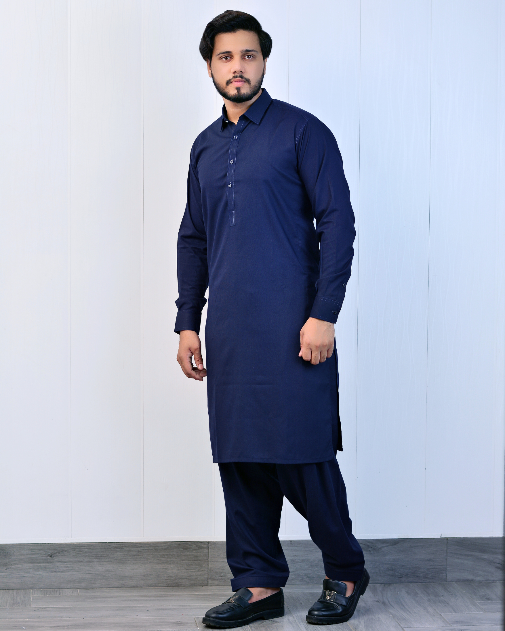 Zarveen Navy Blue Stitched Suit – 80x80 Wash & Wear, Premium Double Stitching - Zarveen