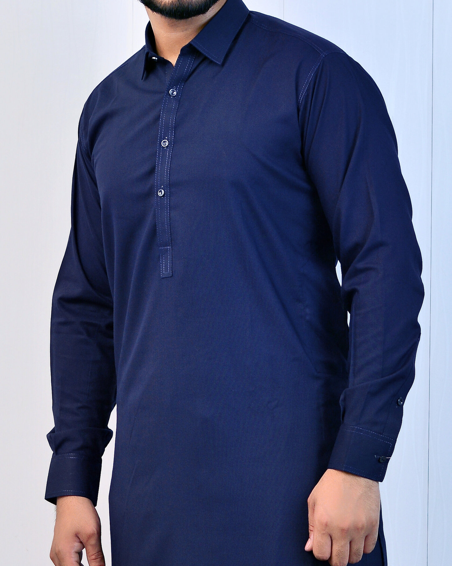 Zarveen Navy Blue Stitched Suit – 80x80 Wash & Wear, Premium Double Stitching - Zarveen