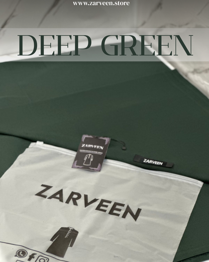 Zarveen Deep Green Wash & Wear Suit – 80x80 Fabric (Unstitched Only) - Zarveen