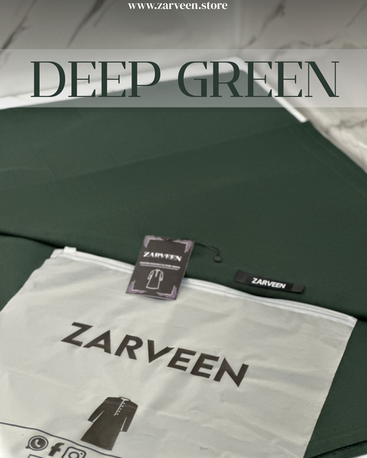 Zarveen Deep Green Wash & Wear Suit – 80x80 Fabric (Unstitched Only) - Zarveen