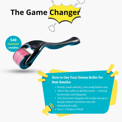 Derma Roller – 0.5mm Titanium Microneedle for Hair Regrowth & Scalp Health